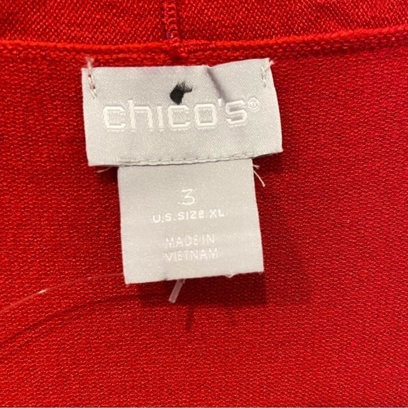 NWT Chico’s Size 3 (XL) Sweater Cardigan Long Red Open Front (flaw) - Picture 4 of 12